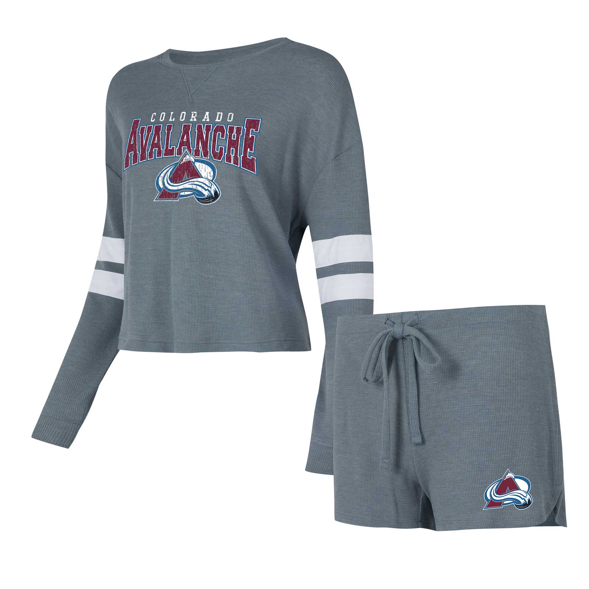 Women's Concepts Sport Charcoal Colorado Avalanche Meadow-Long Sleeve T-Shirt \u0026 Shorts Sleep Set
